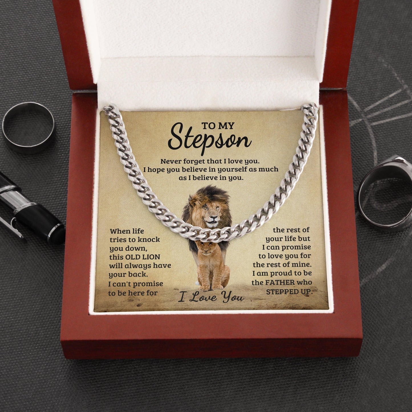 Jewelry gifts Stepson - My Lion - Cuban Link Chain - Belesmé - Memorable Jewelry Gifts