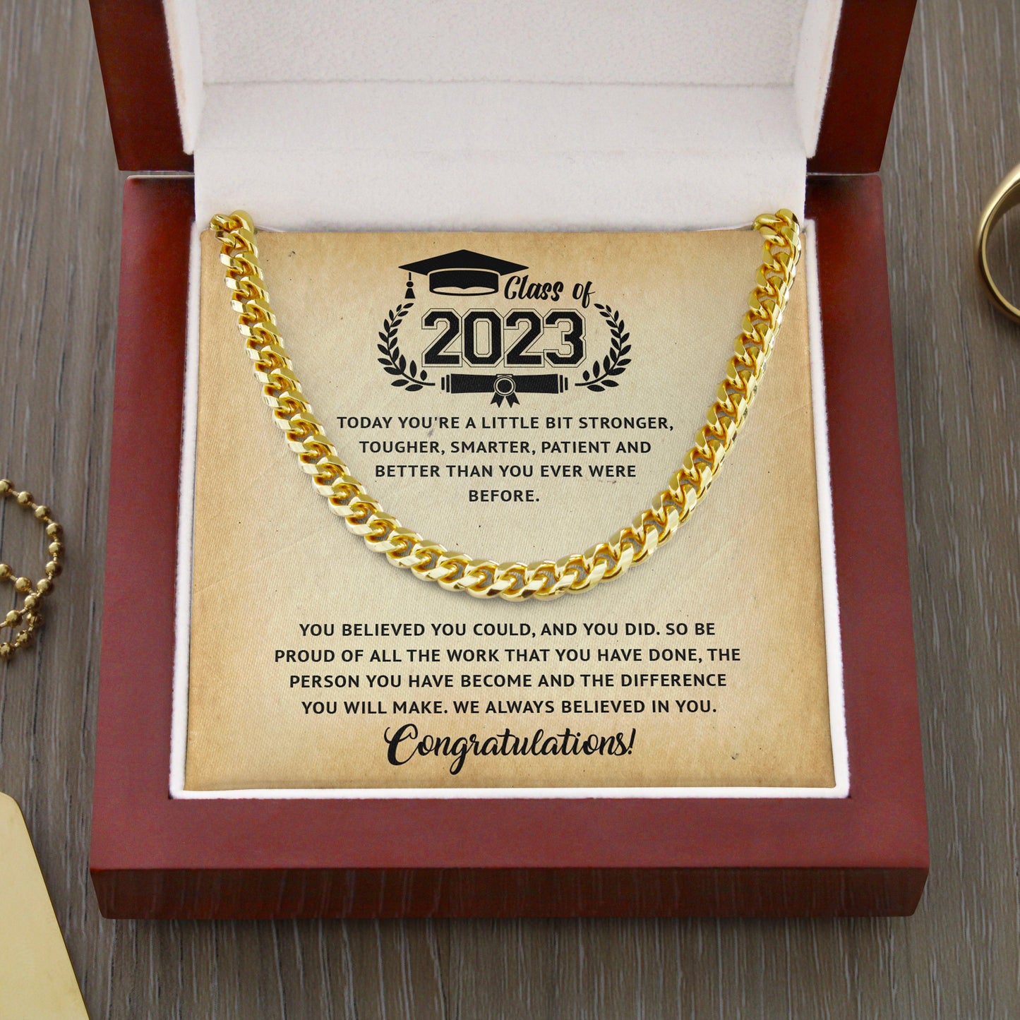 Jewelry gifts Class Of 2023 - You Make Us Proud - Cuban Link Chain - Belesmé - Memorable Jewelry Gifts