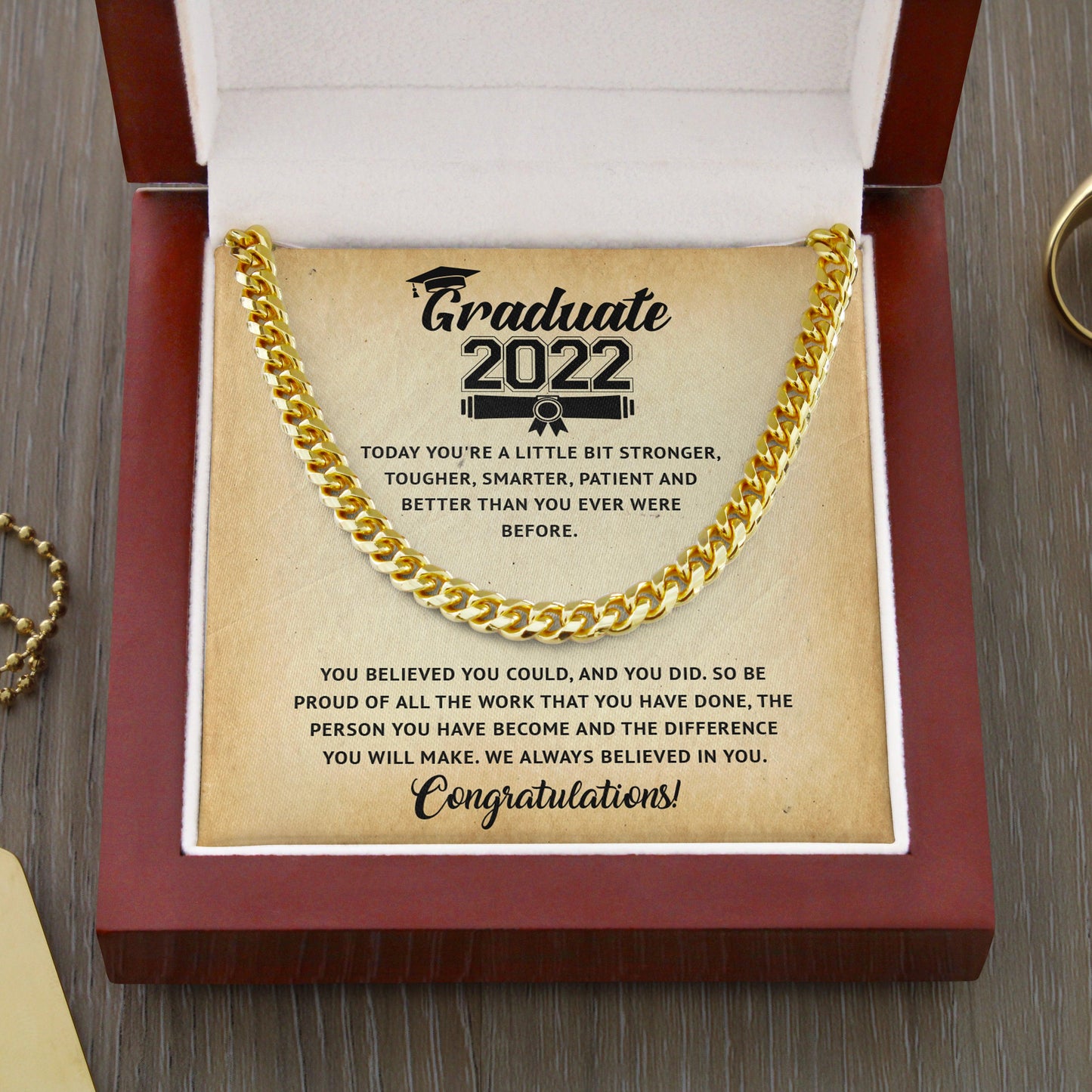 Jewelry gifts Graduation 2022 - New Horizonts - Cuban Link Chain - Belesmé - Memorable Jewelry Gifts