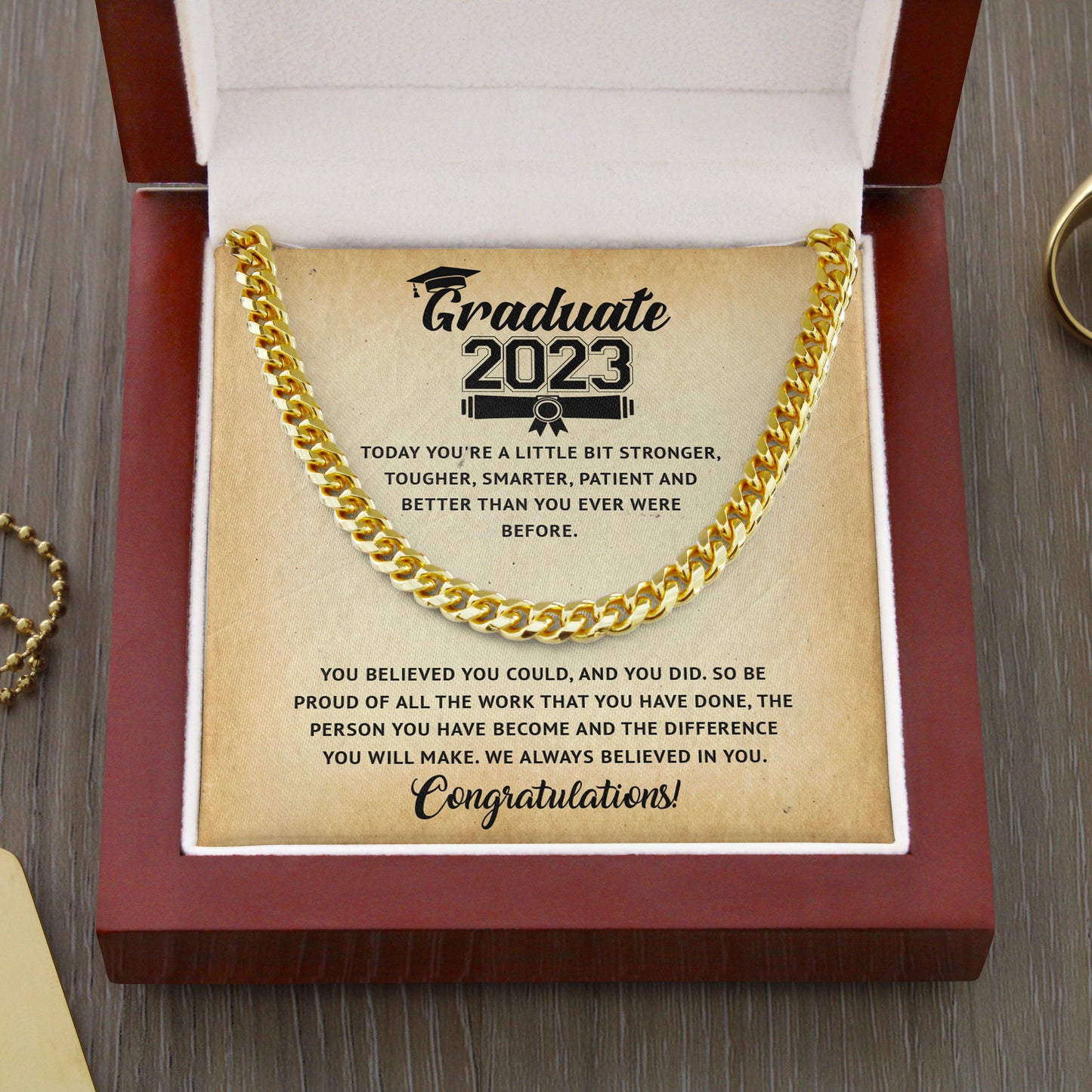 Jewelry gifts Graduation 2023 - New Horizonts - Cuban Link Chain - Belesmé - Memorable Jewelry Gifts