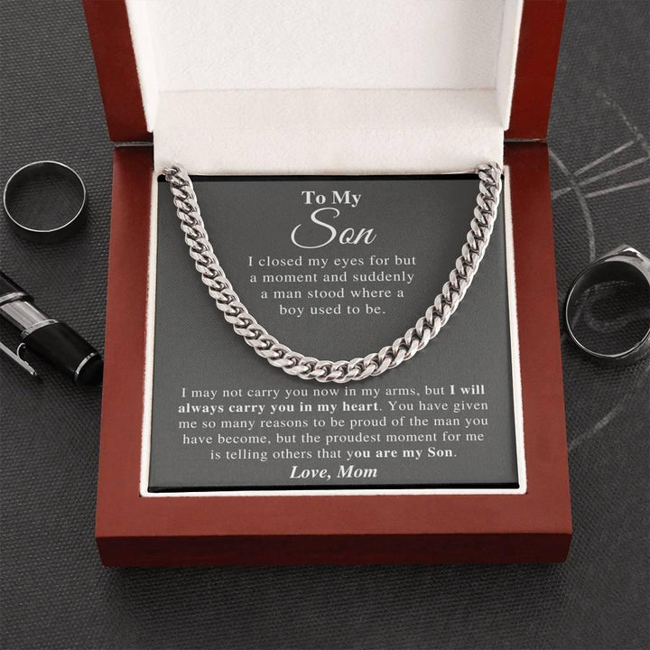 Jewelry gifts Son - Proudest Moment - Cuban Link Chain - Belesmé - Memorable Jewelry Gifts