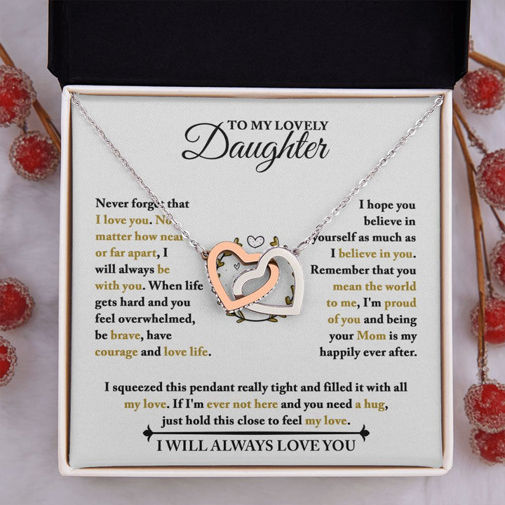 Daughter - Be Brave - Interlocking Hearts Necklace