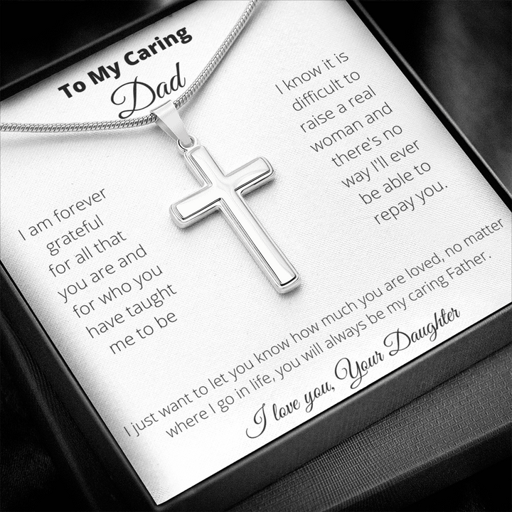 Father - Caring Dad - Stainless Cross Necklace