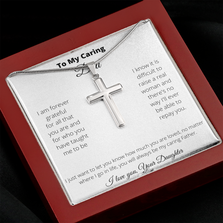 Father - Caring Dad - Stainless Cross Necklace