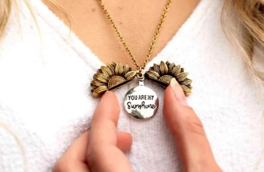 "You Are My Sunshine" Sunflower Necklace