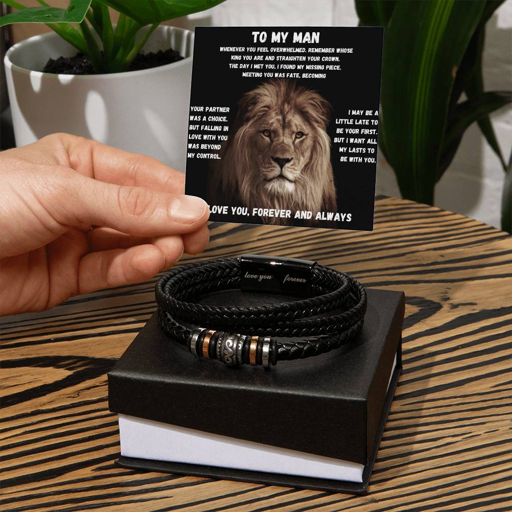 To My Man - Missing Piece - Leather Bracelet(8.6")