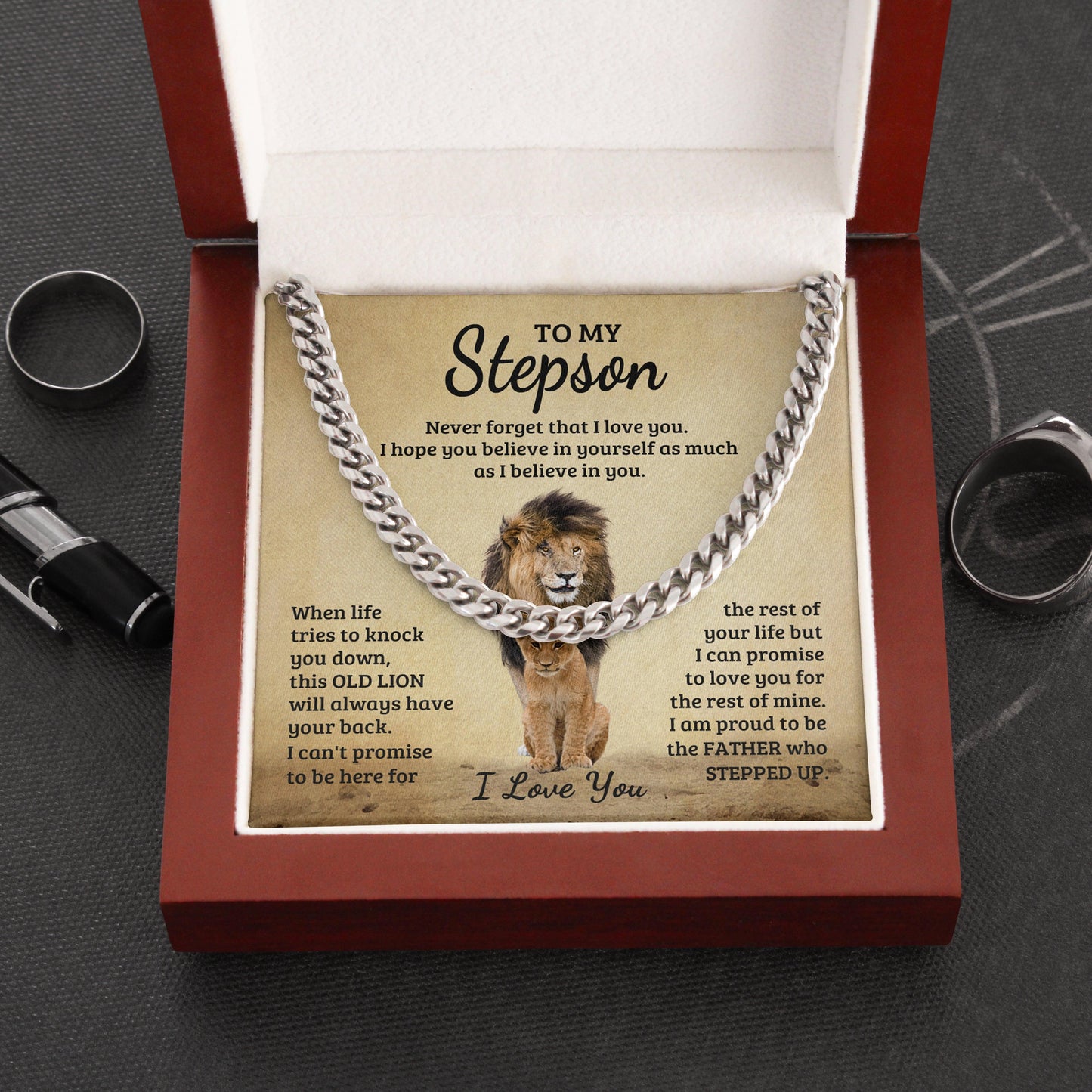 Jewelry gifts Stepson - My Lion - Cuban Link Chain - Belesmé - Memorable Jewelry Gifts 