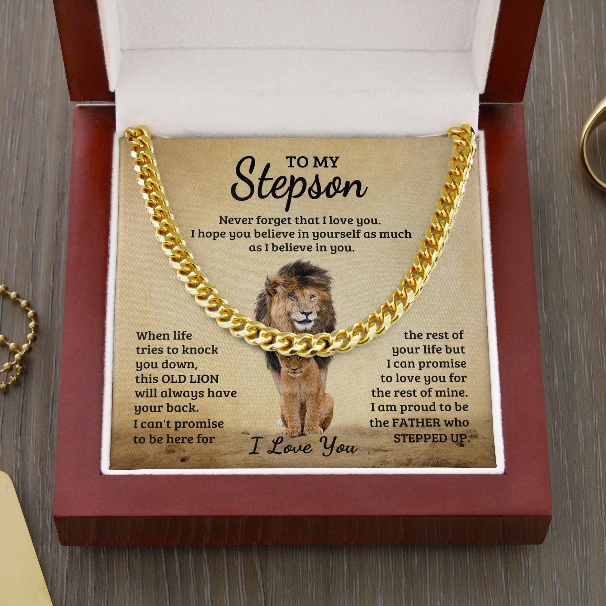 Jewelry gifts Stepson - My Lion - Cuban Link Chain - Belesmé - Memorable Jewelry Gifts 