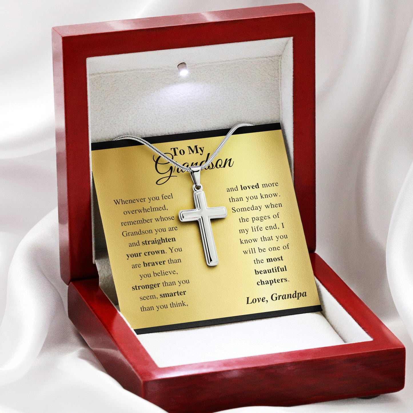 Jewelry gifts Grandson - Feel Strong - Cross Gift Necklase - Belesmé - Memorable Jewelry Gifts