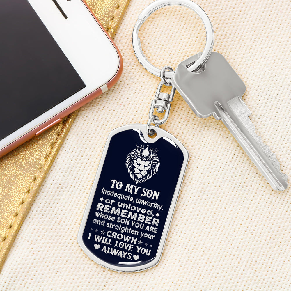 Jewelry gifts Son - Brave Son - Dog Tag With Swivel Keychain - Belesmé - Memorable Jewelry Gifts 