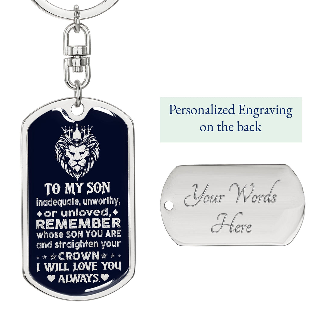 Jewelry gifts Son - Brave Son - Dog Tag With Swivel Keychain - Belesmé - Memorable Jewelry Gifts 
