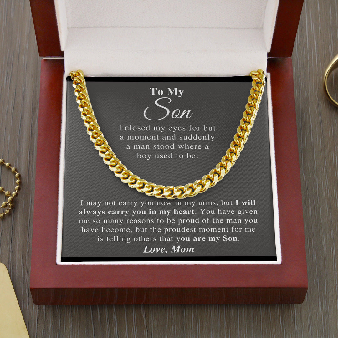 Jewelry gifts Son - Proudest Moment - Cuban Link Chain - Belesmé - Memorable Jewelry Gifts 