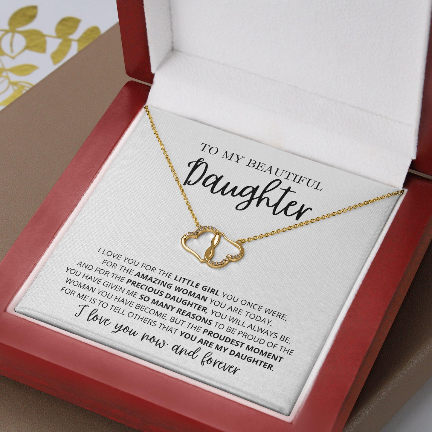 Jewelry gifts (Daughter) Proudest Moment - Solid Gold with Diamonds Necklace - Belesmé - Memorable Jewelry Gifts