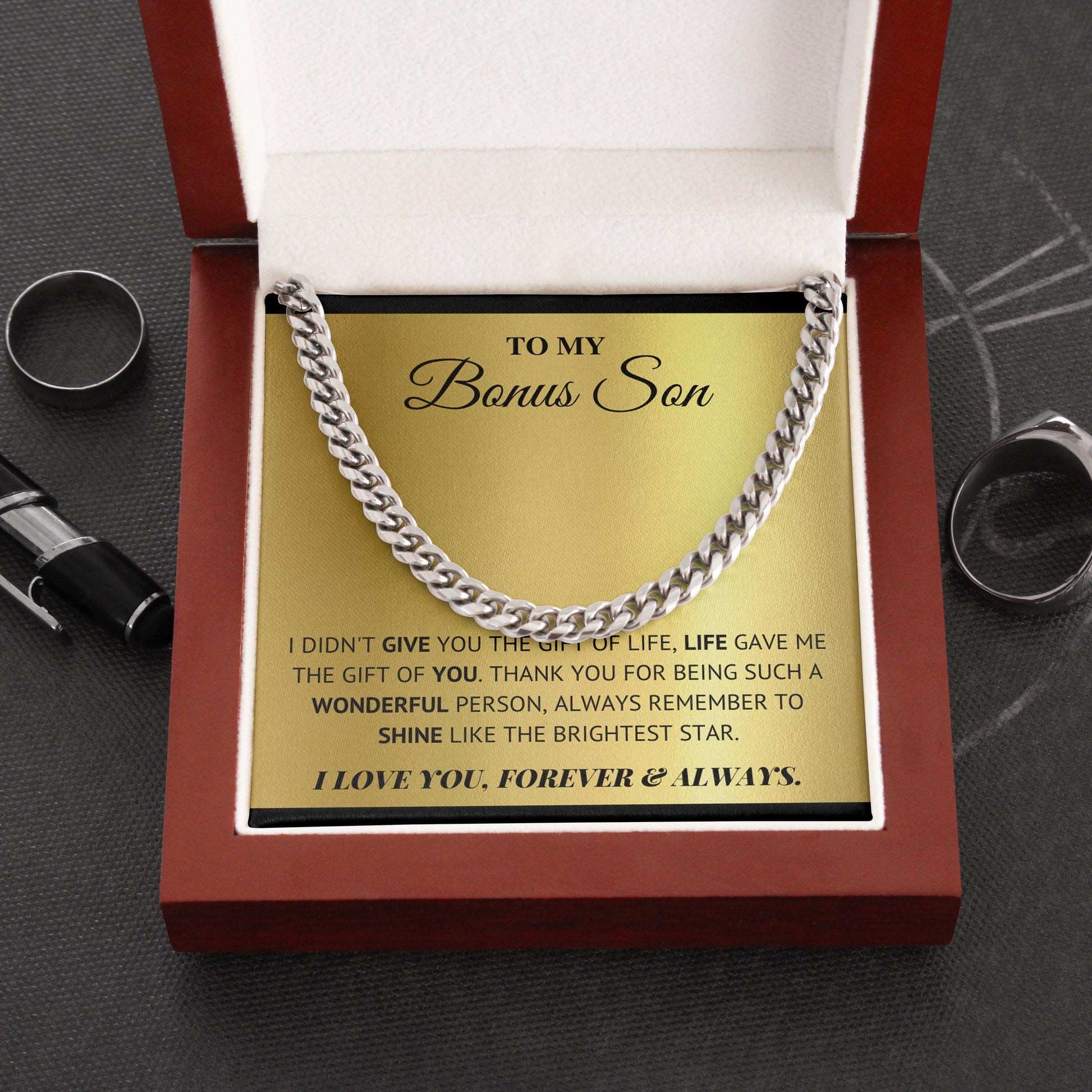 Jewelry gifts Bonus Son -Wonderful Person - Cuban Link Chain - Belesmé - Memorable Jewelry Gifts 