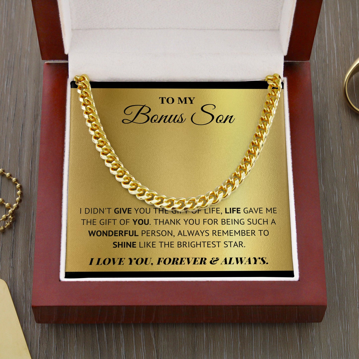 Jewelry gifts Bonus Son -Wonderful Person - Cuban Link Chain - Belesmé - Memorable Jewelry Gifts 
