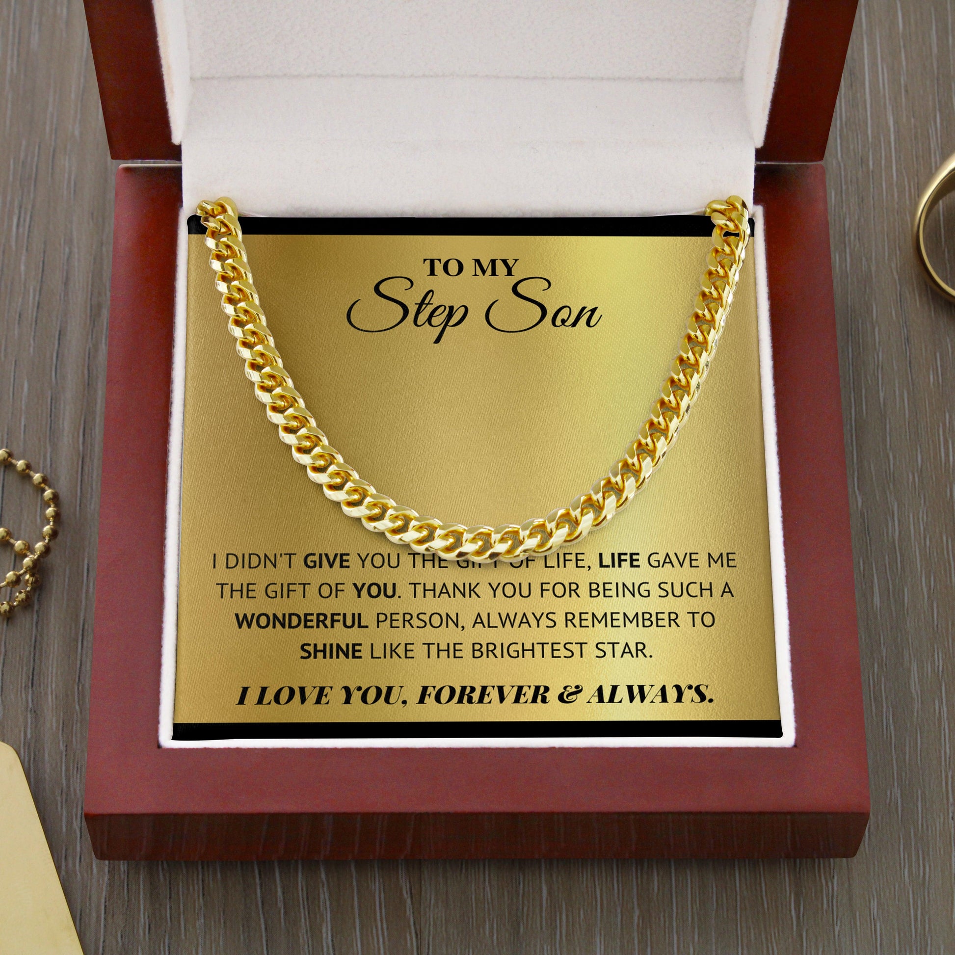 Jewelry gifts Stepson - Brighest Star - Cuban Link Chain - Belesmé - Memorable Jewelry Gifts 