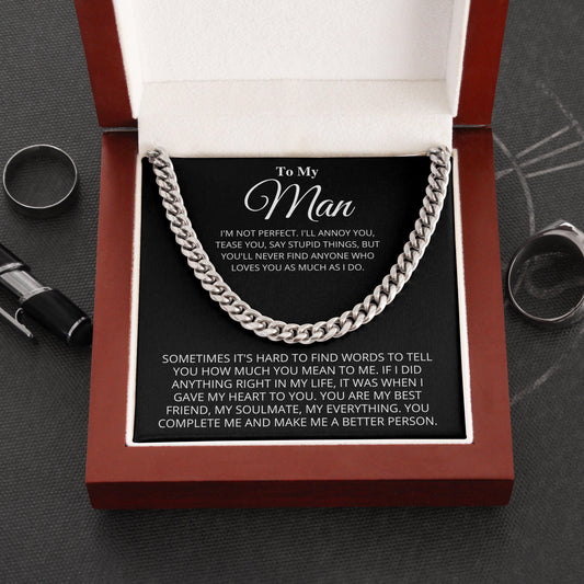 Jewelry gifts My Man - You Complete Me - Cuban Link Chain - Belesmé - Memorable Jewelry Gifts