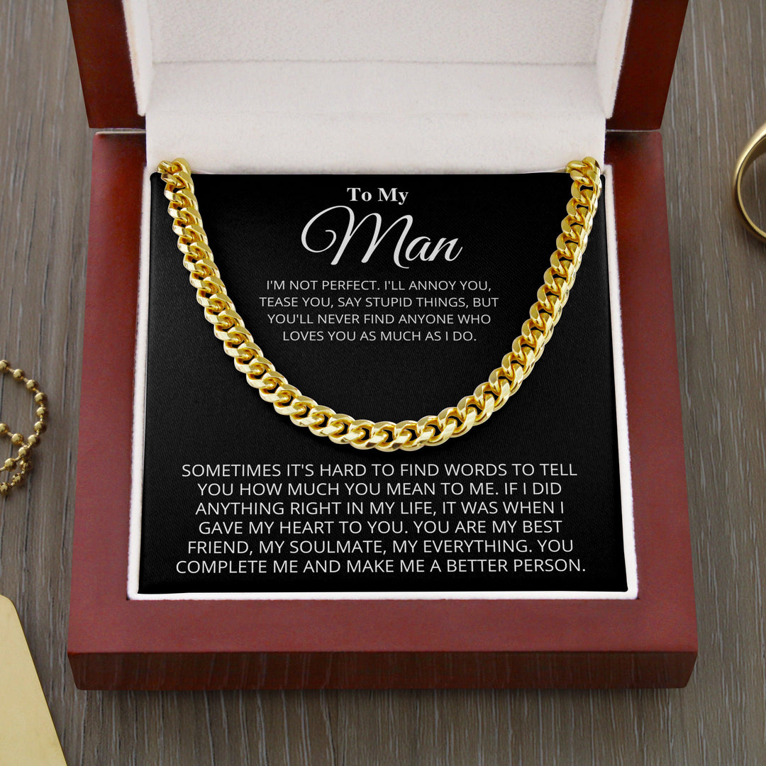 Jewelry gifts My Man - You Complete Me - Cuban Link Chain - Belesmé - Memorable Jewelry Gifts