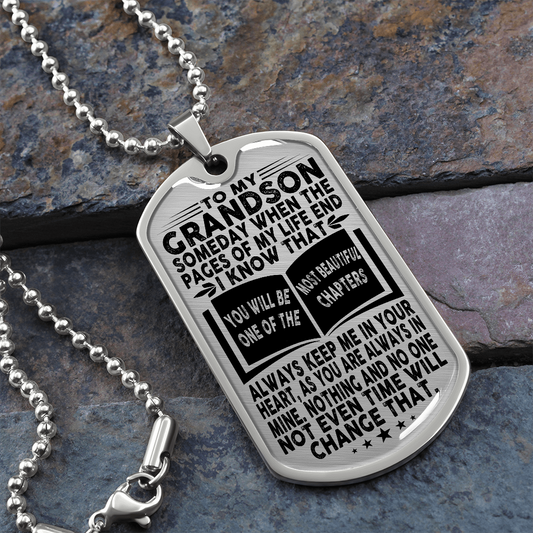 Grandson - Pages Of Life - Military Necklace