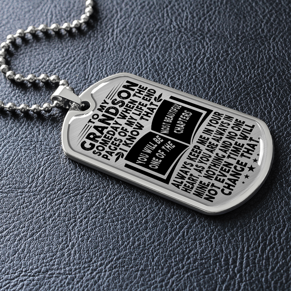Grandson - Pages Of Life - Military Necklace