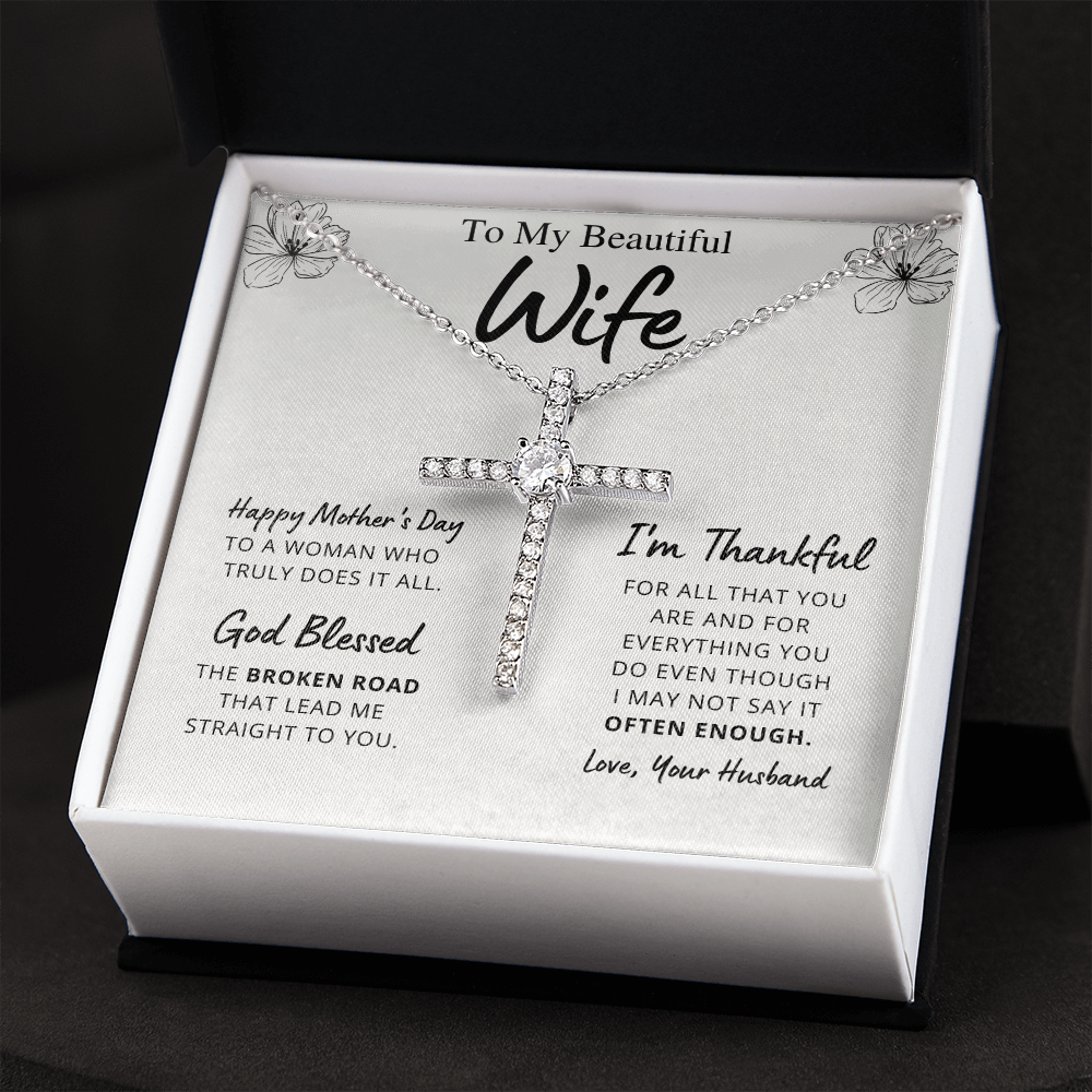 Wife Mother's Day -  Thank You - Cross Necklace