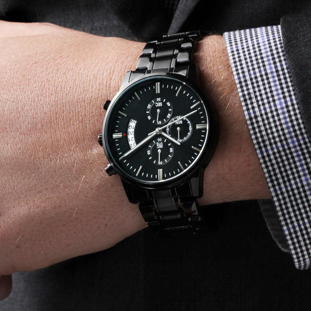 Jewelry gifts Engraved Black - Chronograph Watch - Belesmé - Memorable Jewelry Gifts 