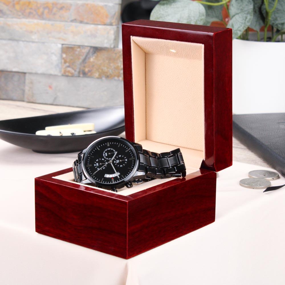 Jewelry gifts Engraved Black - Chronograph Watch - Belesmé - Memorable Jewelry Gifts 