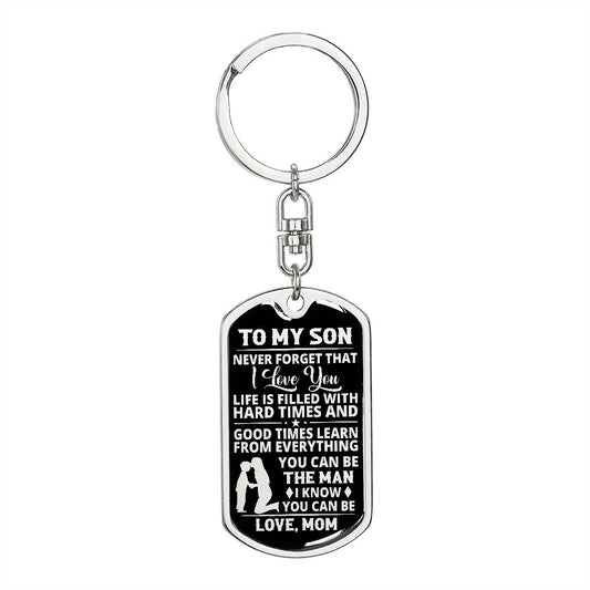 Son - Brave - Dog Tag With Swivel Keychain