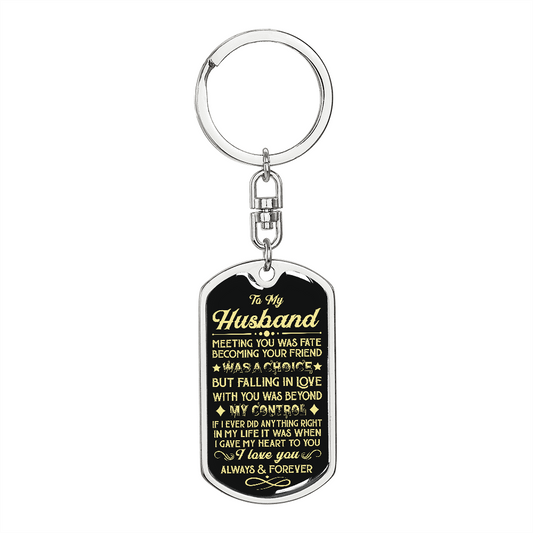 Husband - In Love - Dog Tag With Swivel Keychain