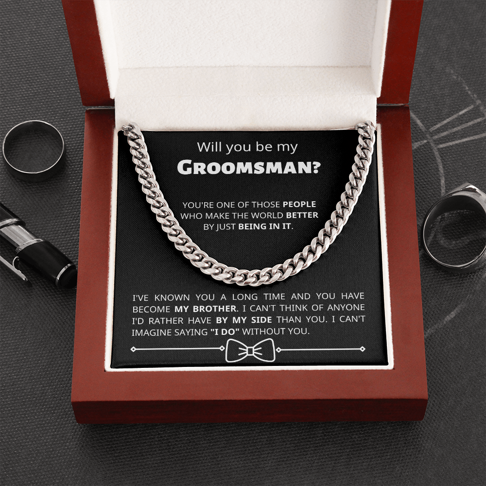 Groomsman - By My Side - Cuban Link Chain