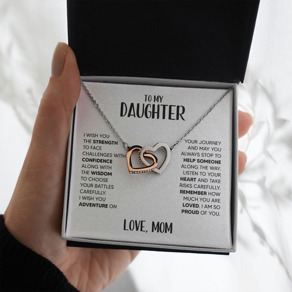 Daughter - Strength - Interlocking Hearts Necklace