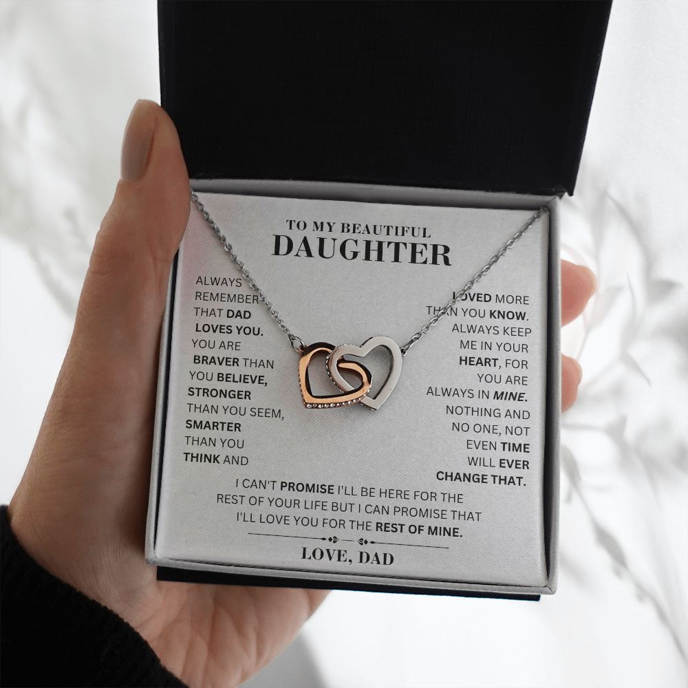 [ Almost Sold Out ] Daughter - Dad Loves you - Interlocking Hearts Necklace