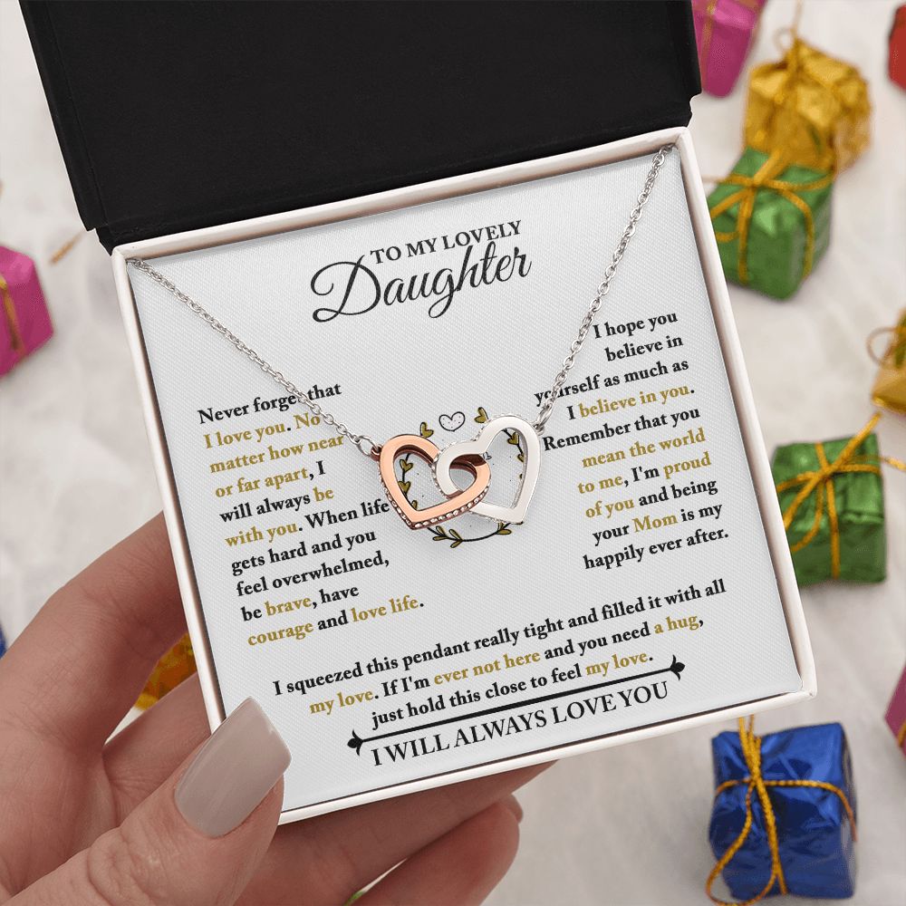 Daughter - Be Brave - Interlocking Hearts Necklace