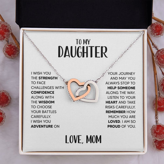 Daughter - Strength - Interlocking Hearts Necklace