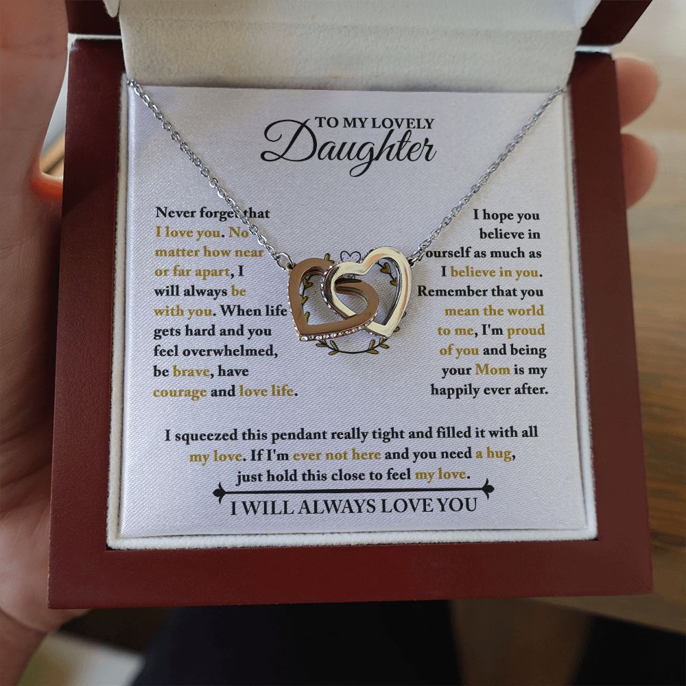 Daughter - Be Brave - Interlocking Hearts Necklace