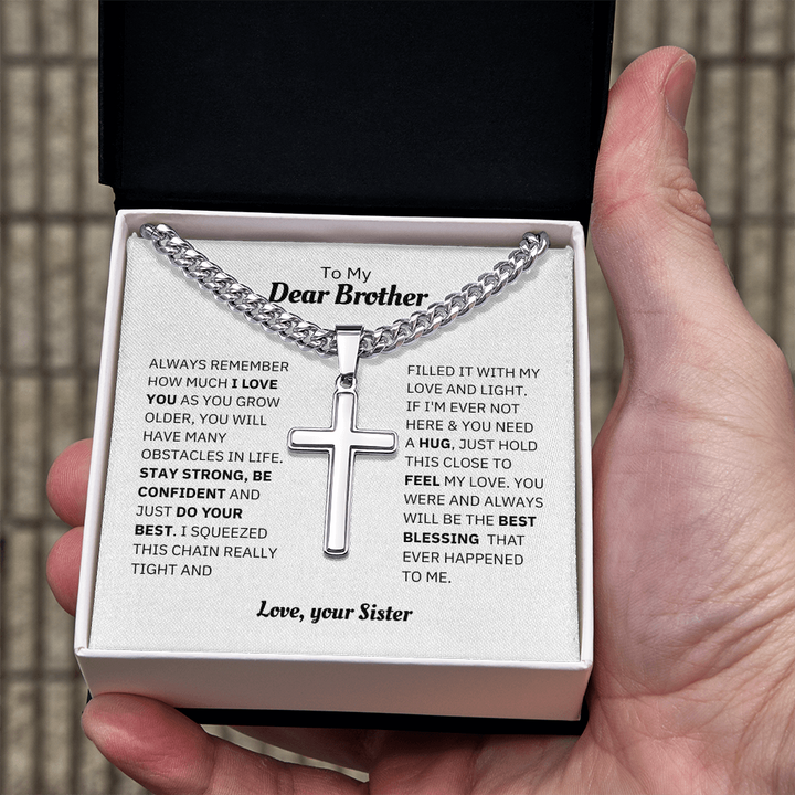 Brother - Blessing - Cross Cuban Link Chain