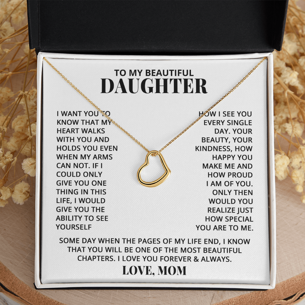 Daughter - Beauty - Delicate Heart Necklace