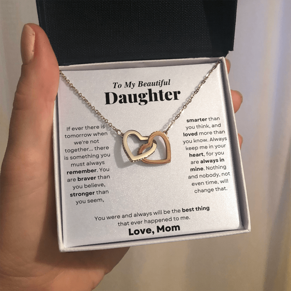 Daughter - Always Connected - Interlocking Hearts Necklace