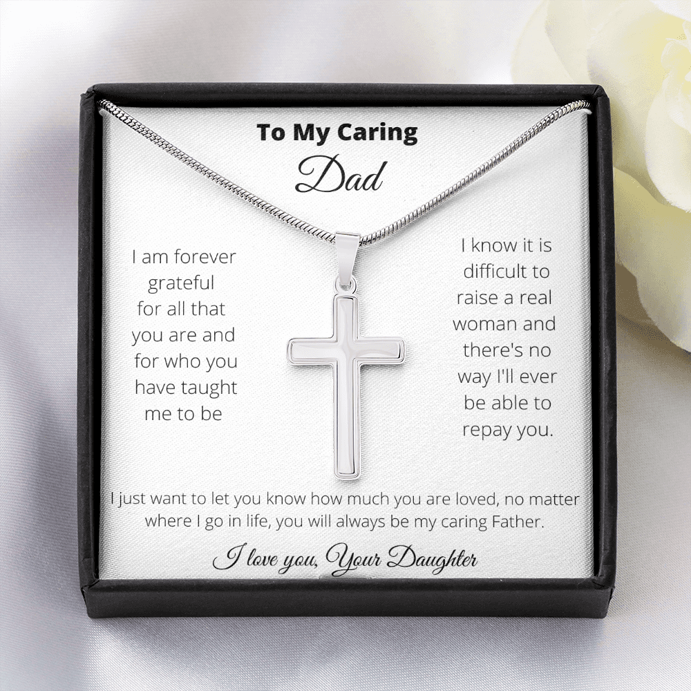 Father - Caring Dad - Stainless Cross Necklace