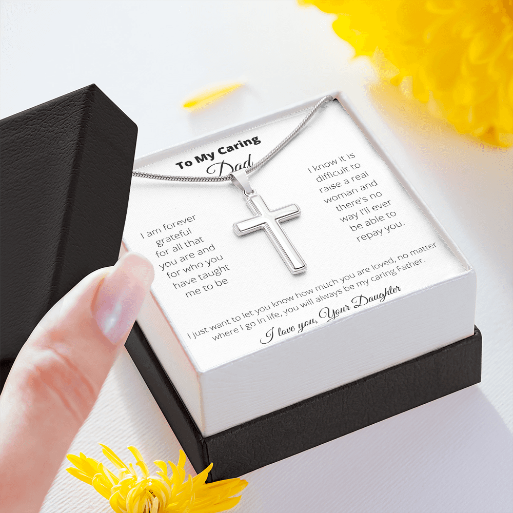 Father - Caring Dad - Stainless Cross Necklace