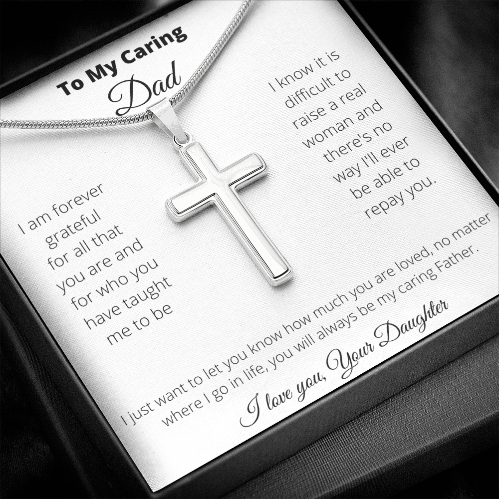 Father - Caring Dad - Stainless Cross Necklace