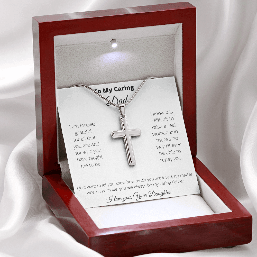 Father - Caring Dad - Stainless Cross Necklace