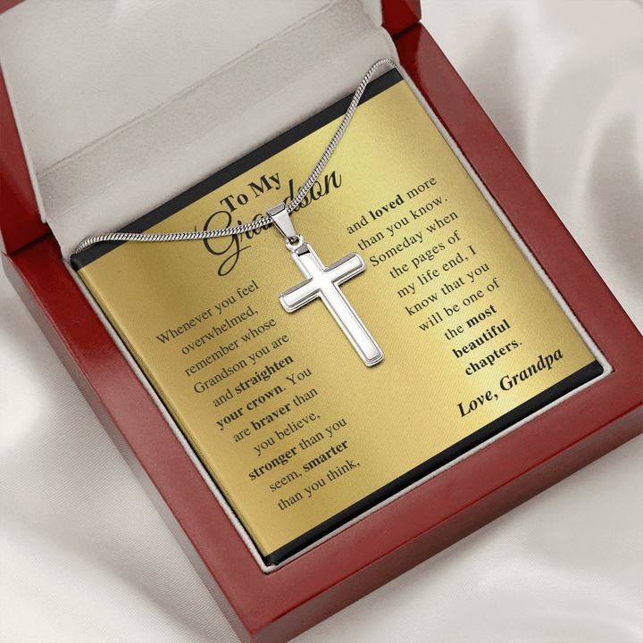 Grandson - Feel Strong - Cross Gift Necklase
